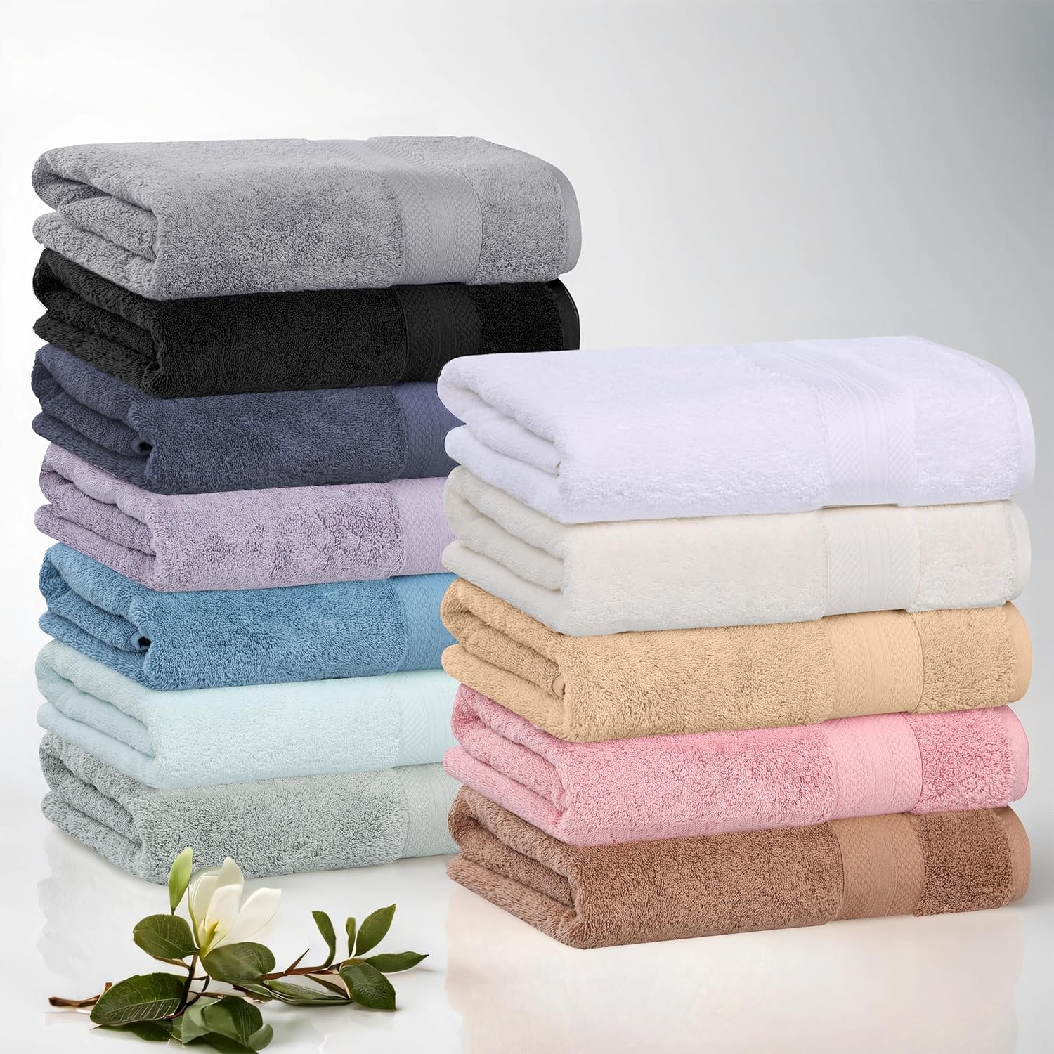 Superior Turkish Cotton 9-Piece Towel Set, 3 Bath, 3 Hand, 3 Face Towels for Home, Bathroom Essentials, Hotel, Resort, Spa, Shower, Adult, Kids, Airbnb, Plush, Soft, Apartment, Hazelnut