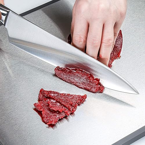 Miniatura 3 de Tabla de cortar de doble cara para cocina, tabla de cortar con acero inoxidable 304 y plástico para carne, verduras y frutas, antideslizante, fácil