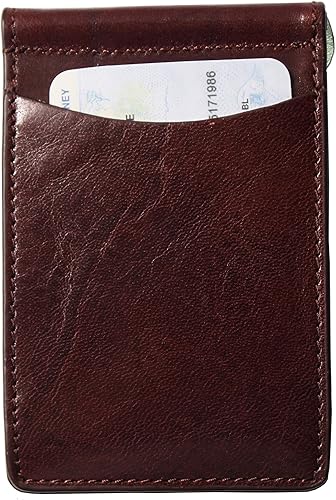 Miniatura 3 de Storus Cartera de afeitar, cartera delgada de cuero italiano con abrazadera de metal para efectivo + placa de grabado