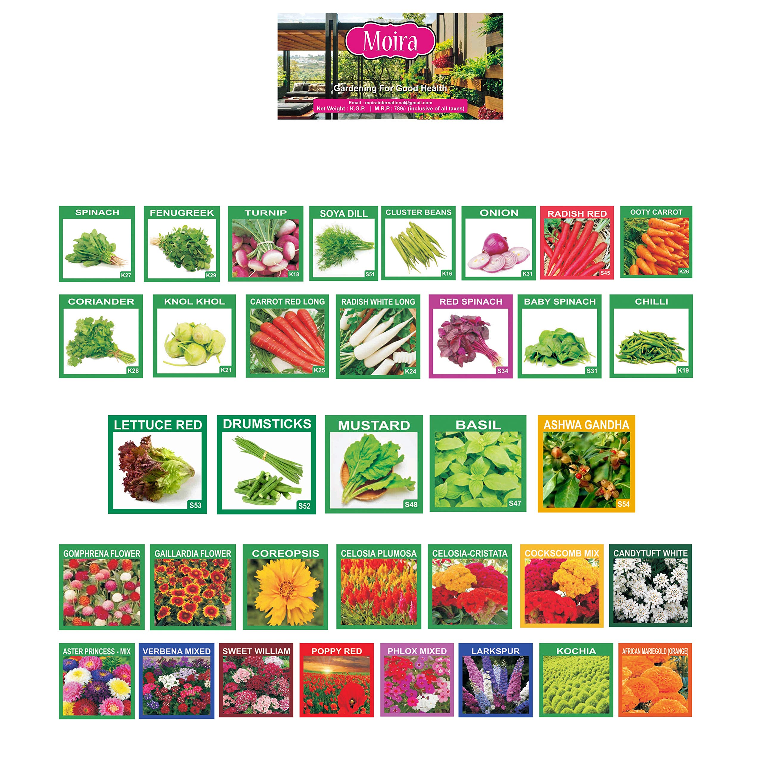 Moira Combo of 35 - Flower, Vegetables and Herbs Seeds (8000 Plus Seeds) (B08TTTB5SZ) Amazon Price History, Amazon Price Tracker