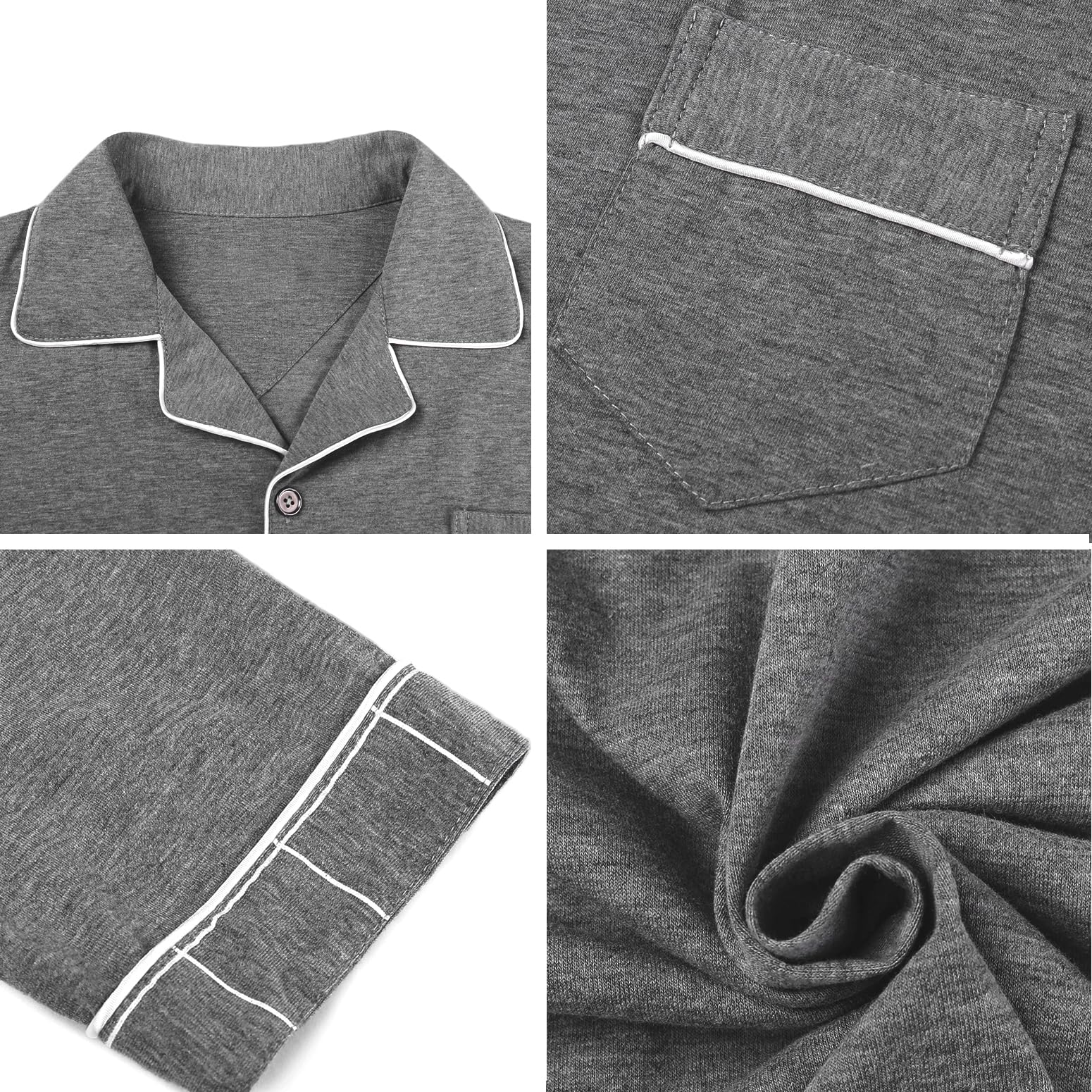 Bresdk Pigiama Uomo Cotone Lungo Invernale Manica Lunga con Bottoni Pigiami Due Pezzi Classico Aperto Davanti Caldo e Morbido