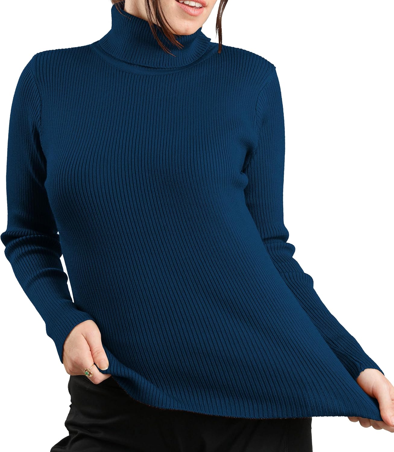 JON & ANNA Women's Turtleneck Sweater Long Sleeve Ribbed Fitted Turtle Neck Casual Fall Fashion Basic Layering Knit Top - Image 2