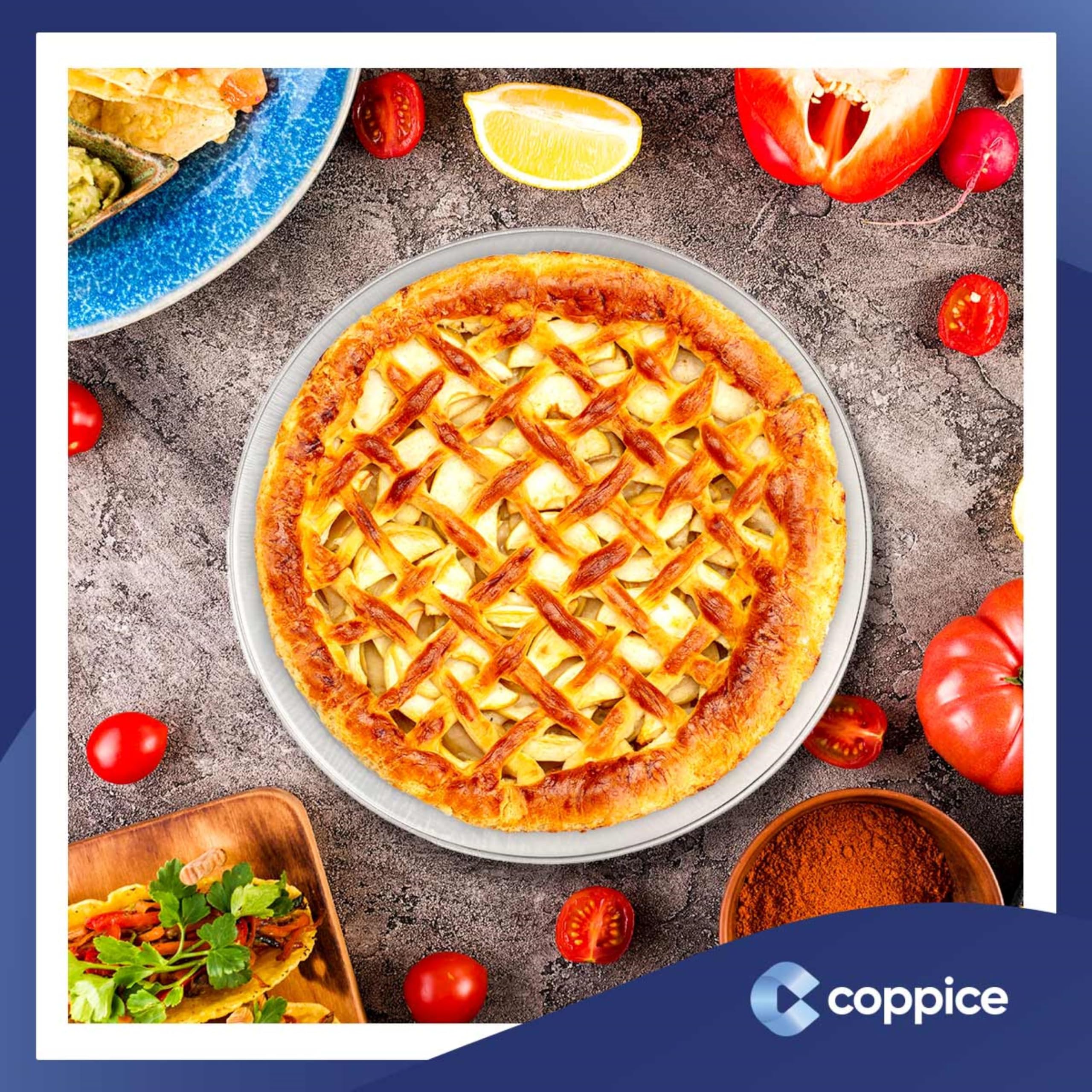Coppice Moules à Tarte Aluminium Renforcés avec Couvercles Plastique 15x4 cm - Lot de 20 | Moules Jetables pour Cuisson Service Conservation Four Micro-ondes Congélateur Recyclables