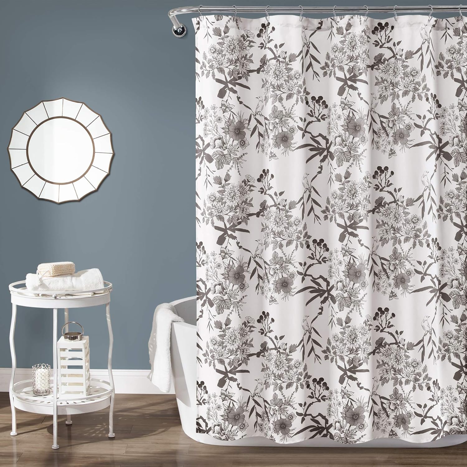 Lush Decor Botanical Garden Shower Curtain, 72" x 72", Gray