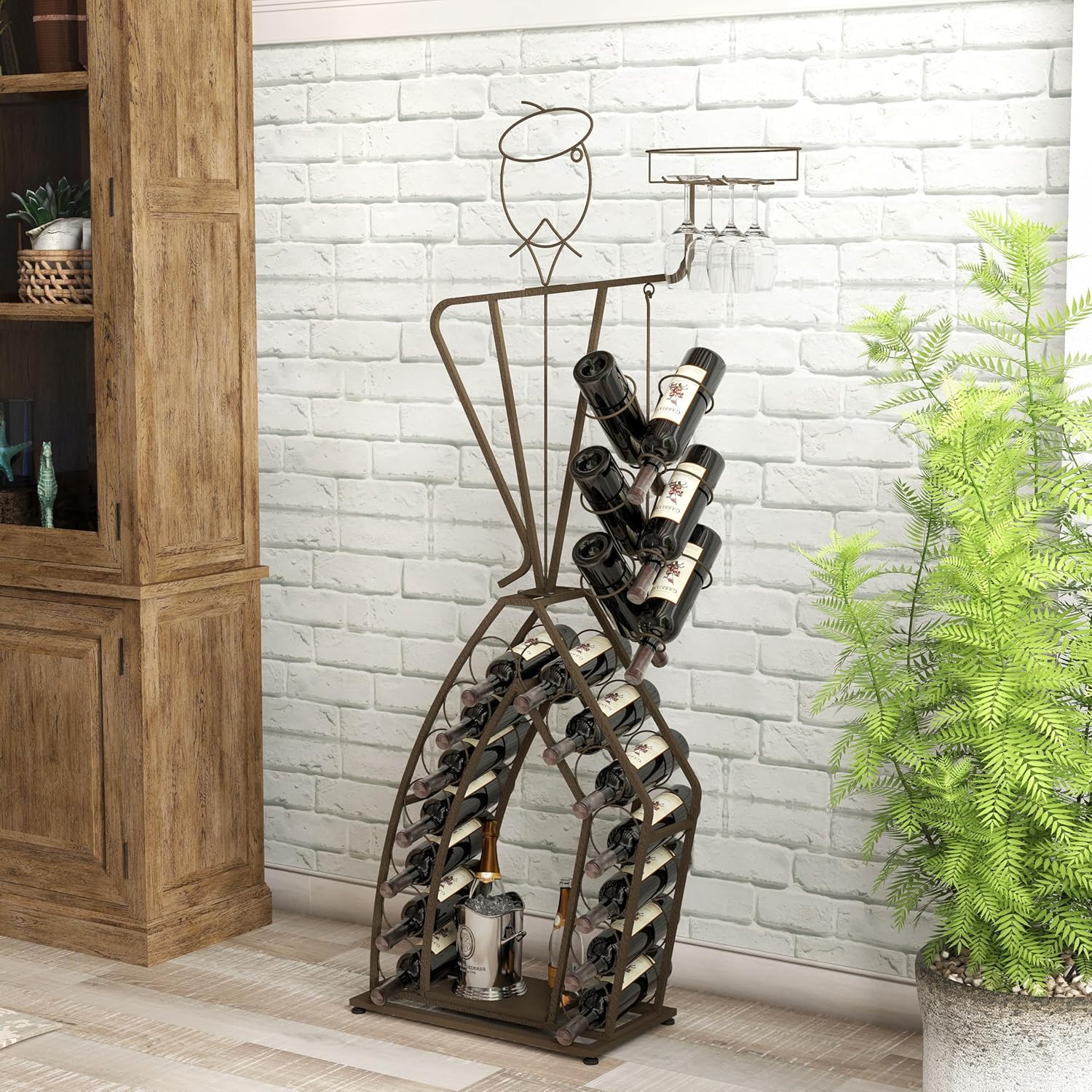Unique Design Wine Bakers Rack, Freestanding Wine Rack with Storage Bottle, Wine Storage Home Bar for Liquor and Wine, Organizer for Kitchen, Dining Room