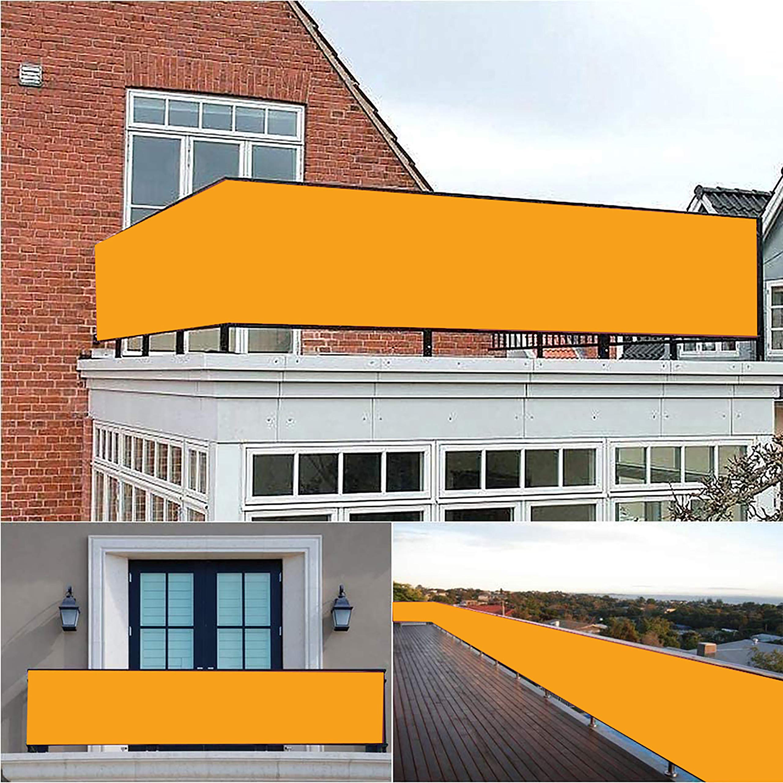 Telo Frangivento per Paravento Frangivento Balcone, 160/㎡, Traspirante Resistente alle intemperie, per Ringhiera Protezione Balcone - Giallo 0.65x7.5m