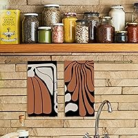 Vista 2 de Black and White Floral Kitchen Towels, Retro 70s Groovy Hand Towels for Bathroom Decor, Modern Minimalist Botanical Dish Tea Towels for Kitchen