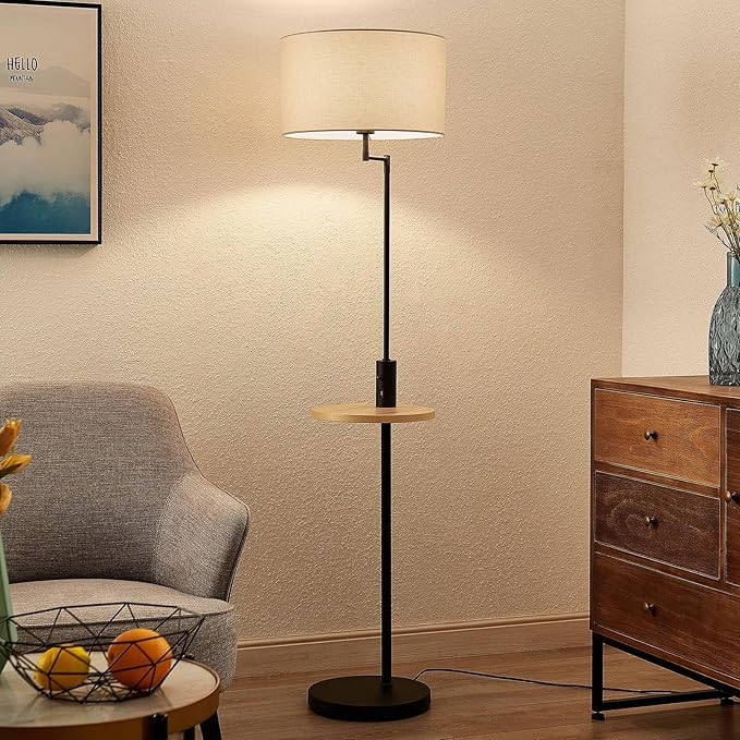 Lindby Lindby vloerlamp 'Zinia 'met USB-aansluiting (modern) in Zwart uit overige metaal o.a. voor woon-/ eetkamer - met stoffen kap, staande lamp photo 2