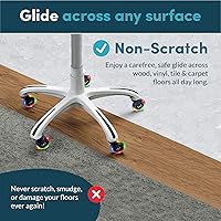 Vista 57 de Lifelong Ruedas de repuesto de goma para sillas de oficina, ruedas resistentes de 2 pulgadas para suelos de madera dura y alfombras, juego de 5