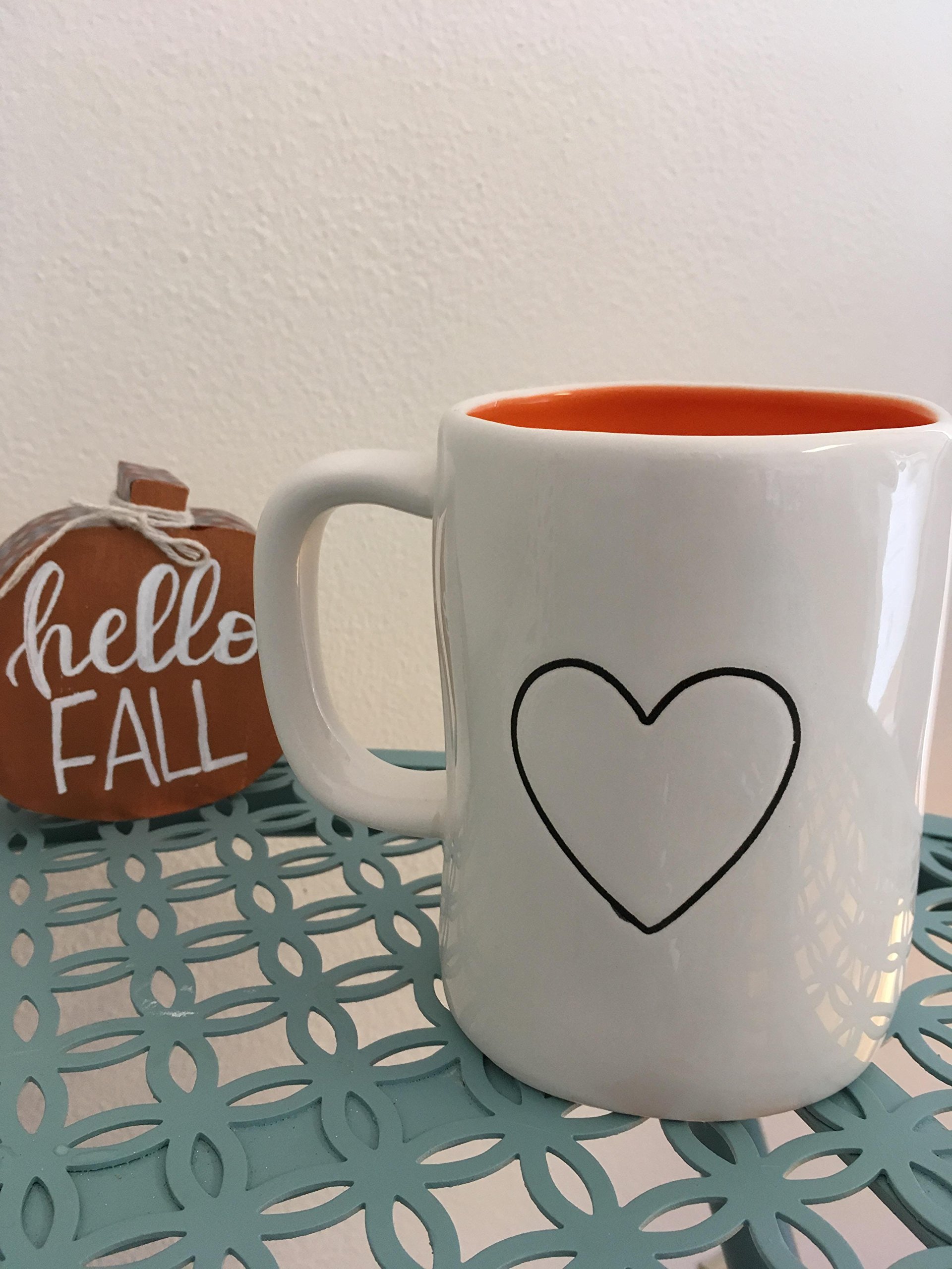 Rae Dunn Pumpkin Spice and Heart Mug (Orange Inside) - Artisan Collection