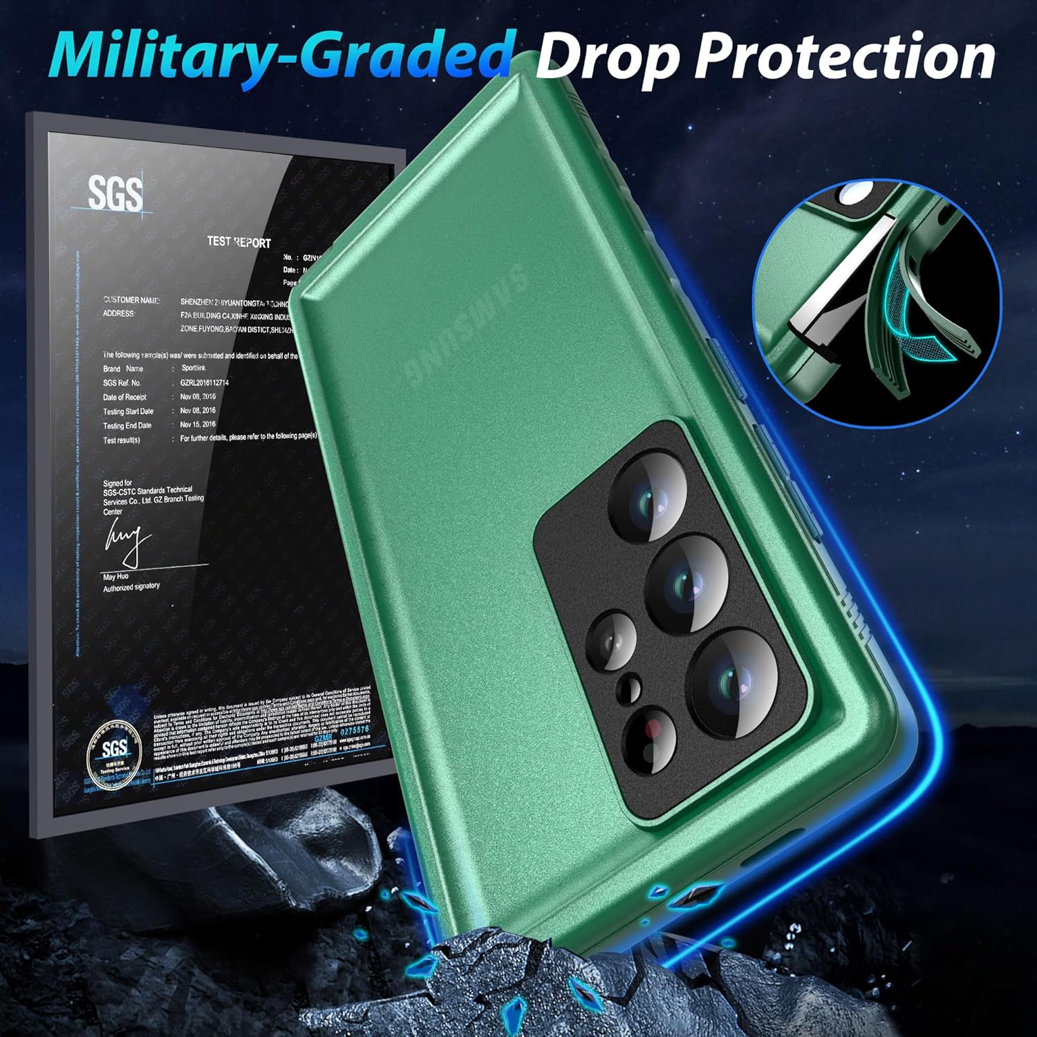 SPORTLINK for Samsung Galaxy S24 Ultra Case - IP68 Waterproof Dustproof, 360 Full Body Shockproof Protective, Built-in Screen Protector Cover for Galaxy S24 Ultra 5G 6.8 Inch, Green