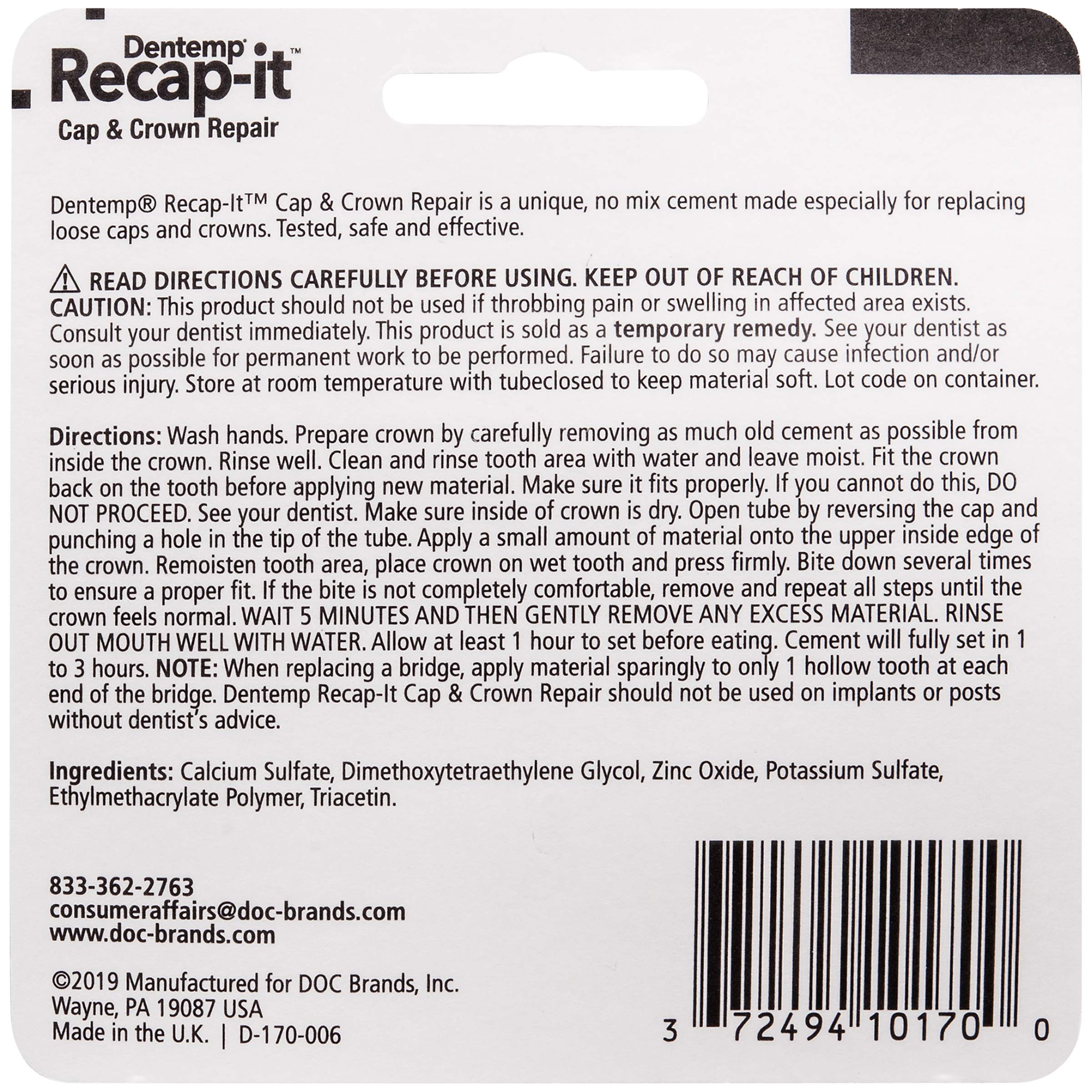 Dentemp Tooth Repair Kit Dental Repair Kit with Dental Cement, Refil