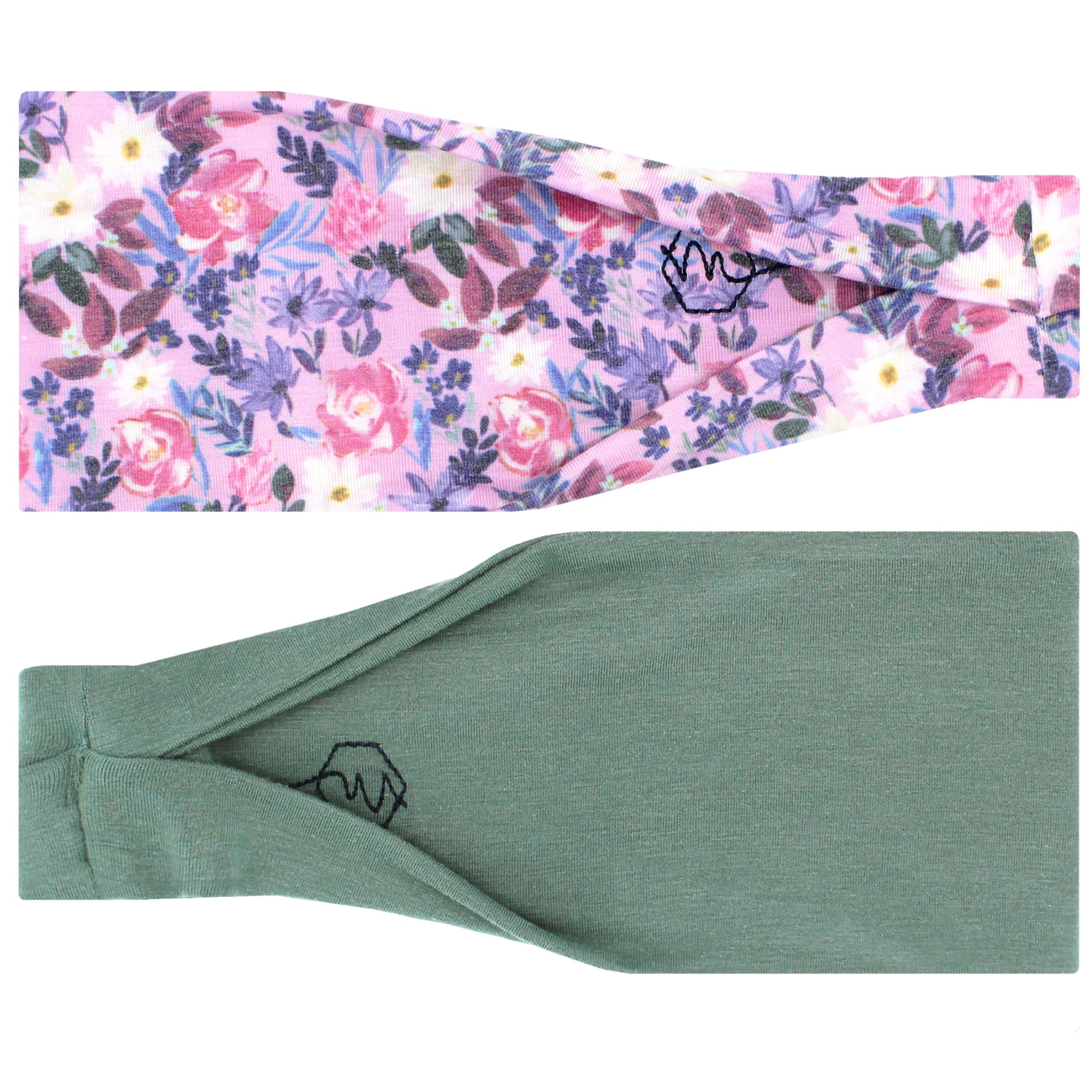 Maven ThreadOrchid Set, Women's 4'' Thick Non-Slip Polyester Blend Workout Headbands for Running, Exercise, Gym & Yoga - 2 Pack Black