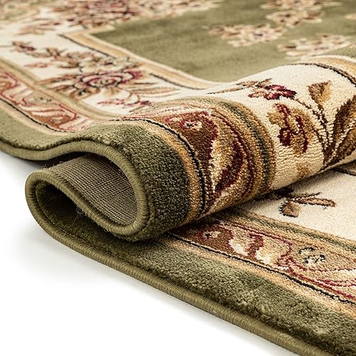 Miniatura 7 de Alfombra de pastoral con medallón de tejido suave y grueso, estilo europeo, con diseño floral y tradicional, fácil de limpiar, moderna, clásica,