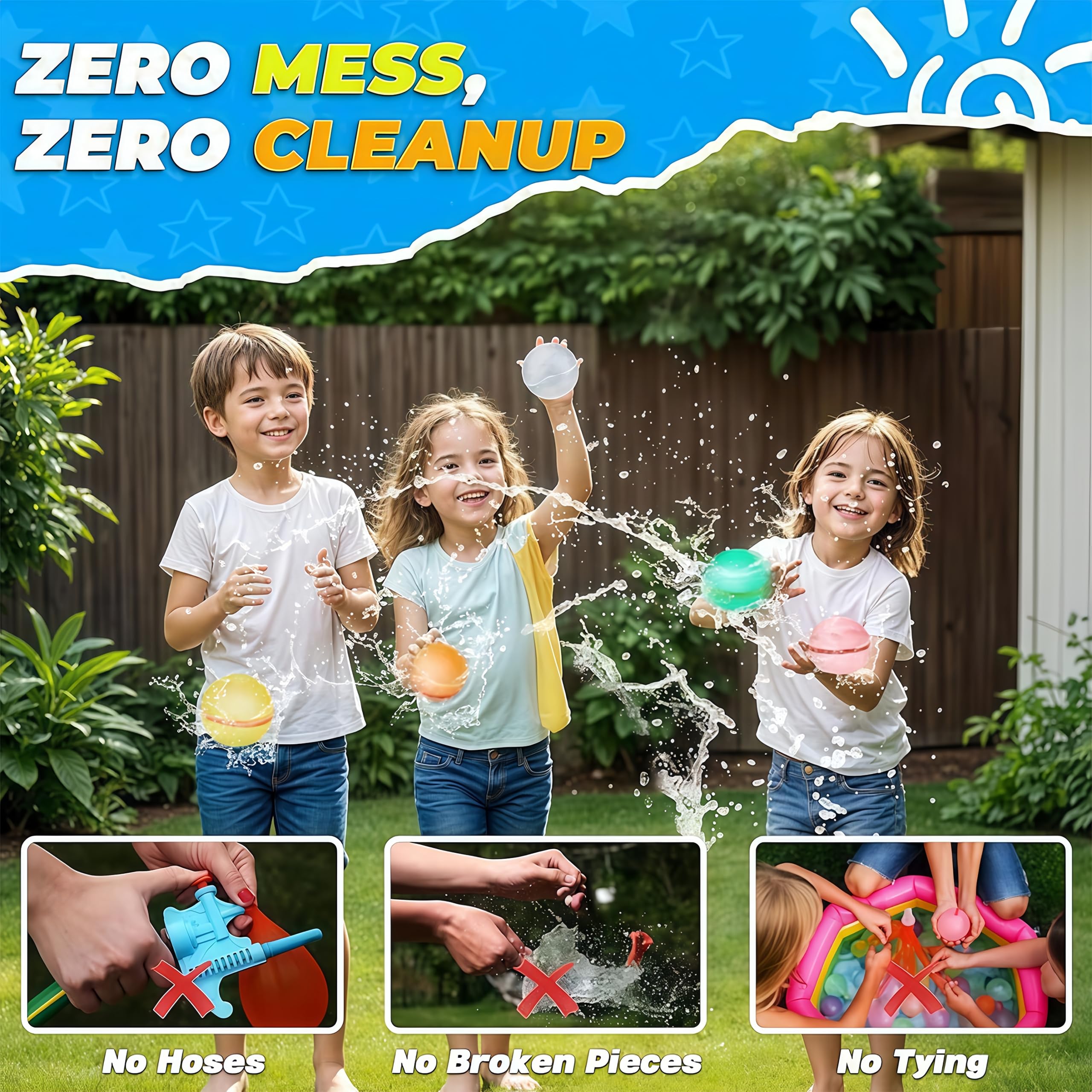 6PCS Globos de Agua Reutilizables & 1 Meshbag, Globos de Agua Magnéticos para Juguetes de Agua, Regalo de Verano para los Niños
