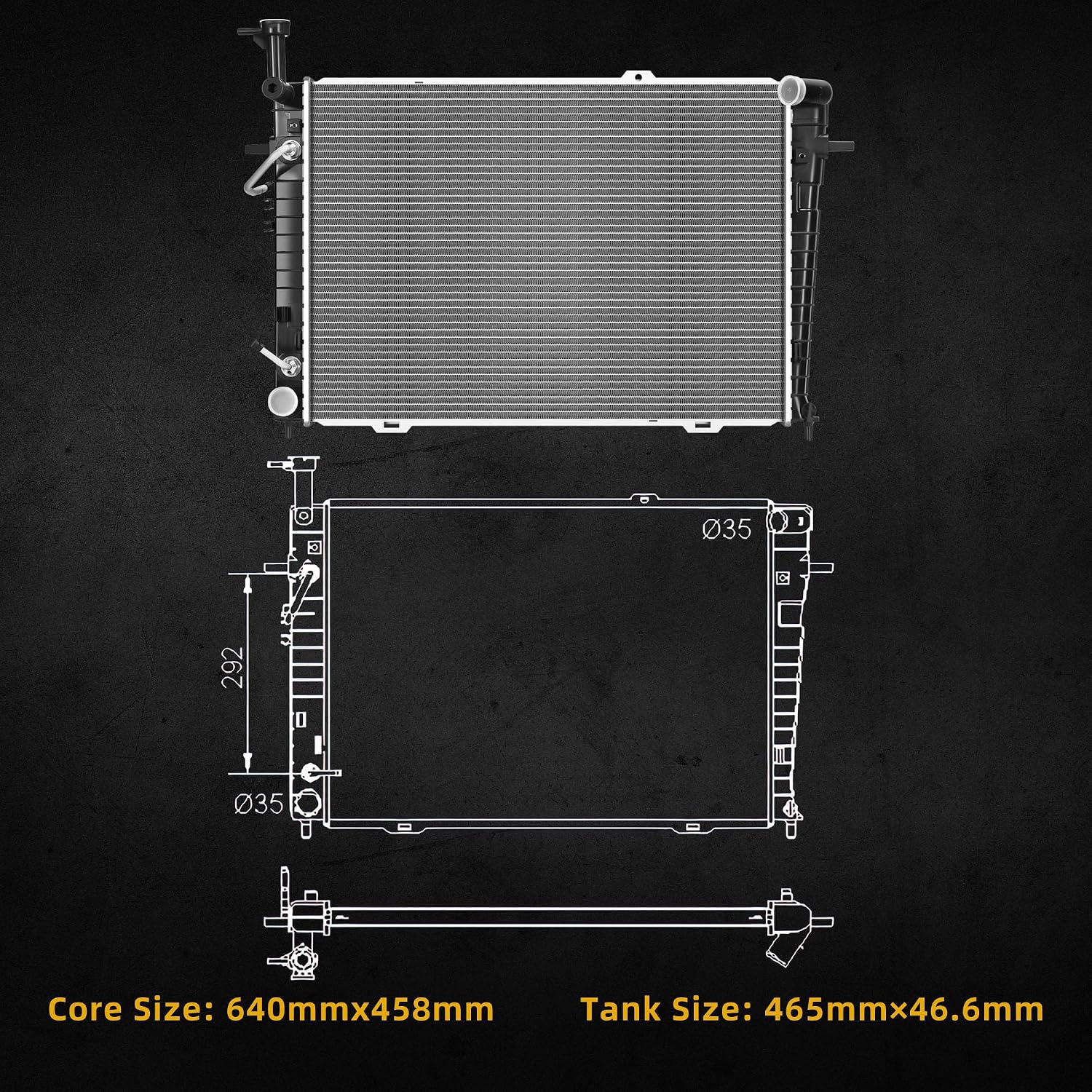 DWVO Radiator Compatible with 2005 2006 2007 2008 2009 2010 Kia Sportage, Fit for 2005 Hyundai Tucson 2.7L V6 CU2785