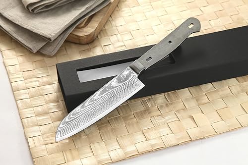 Miniatura 2 de KATSURA Kit de proyecto de carpintería - Cuchillo de chef Santoku pequeño de 5 pulgadas en blanco - japonés VG-10-67 capas de acero de Damasco - SIN
