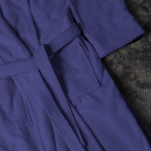 Miniatura 10 de Superior Traditional Premium Turkish Cotton Lightweight Long Bathrobe with Pockets Bath Robes, Men's Small-Medium, Navy Blue