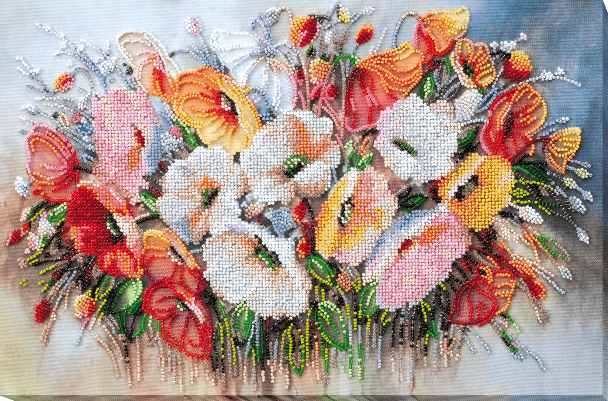 Wizardi Delicate Poppies Abris Art Bead Embroidery Kit - Delicate Flowers