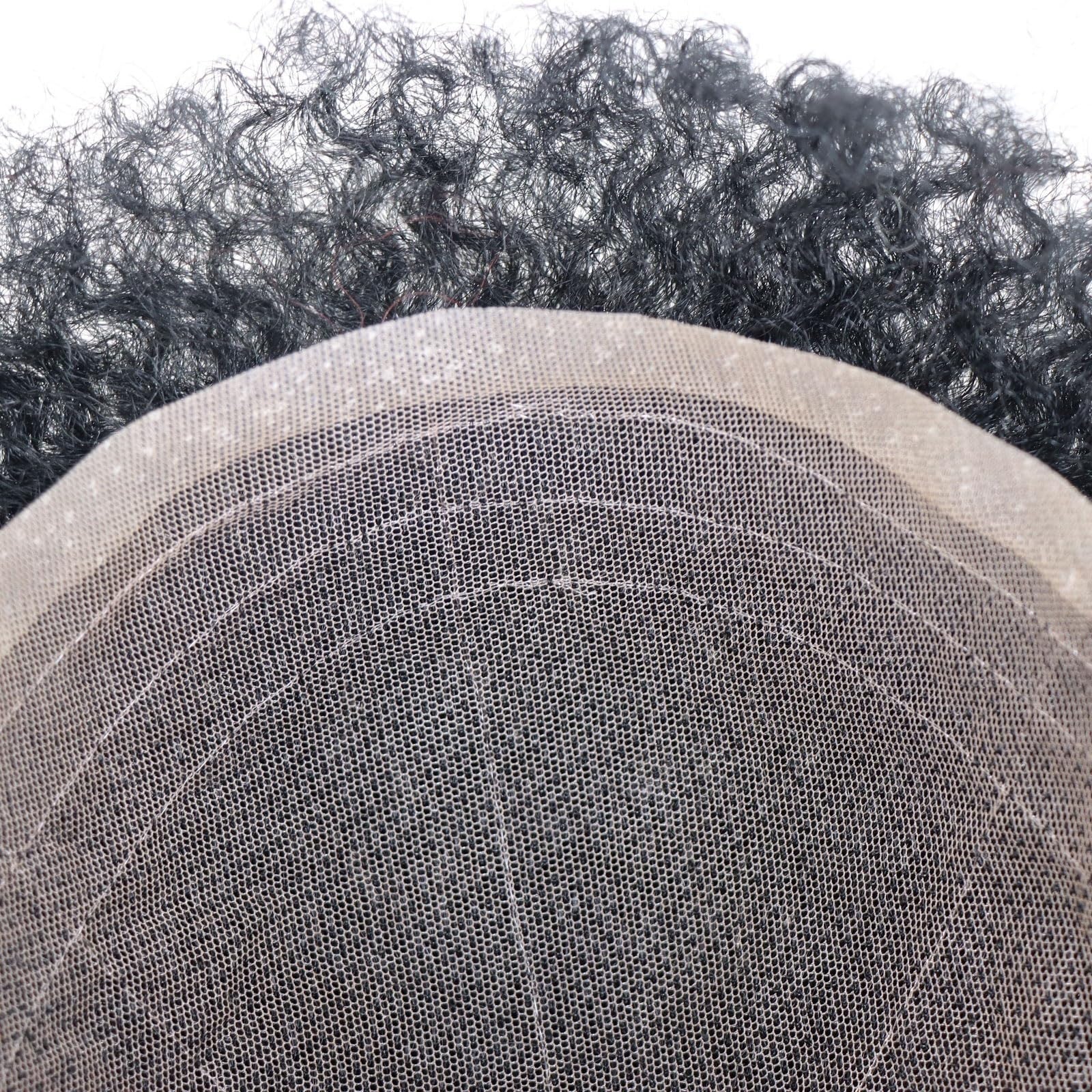 Parrucca Per Coprire La Calvizie, Toupet Afro Per Uomini Neri, 8"X10", Base In Pizzo Francese Completo, Sostituzione Dei Capelli Umani, 6" Nero Naturale, Riccio Crespo Afro, Onda Da 8 Mm, Toupet Da Uo