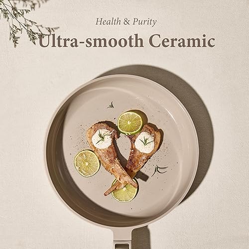 Miniatura 7 de CAROTE Juego de utensilios de cocina de cerámica antiadherente, 14 ollas y sartenes antiadherentes, no tóxico y sin PFAS, lavavajillas, juego de