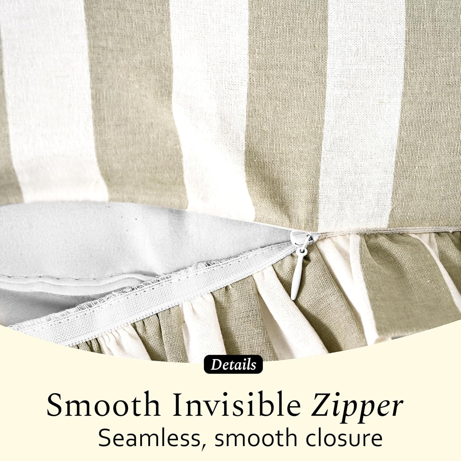 CPC Grey Striped Hand Block Print Cotton Ruffle Decorative Sham Covers with Hidden Zipper 20" x 12" Set of 1 Home Decor Pillowcases for Bed,Sofa, Couch, Living Room Gift Spring, Mother's Day