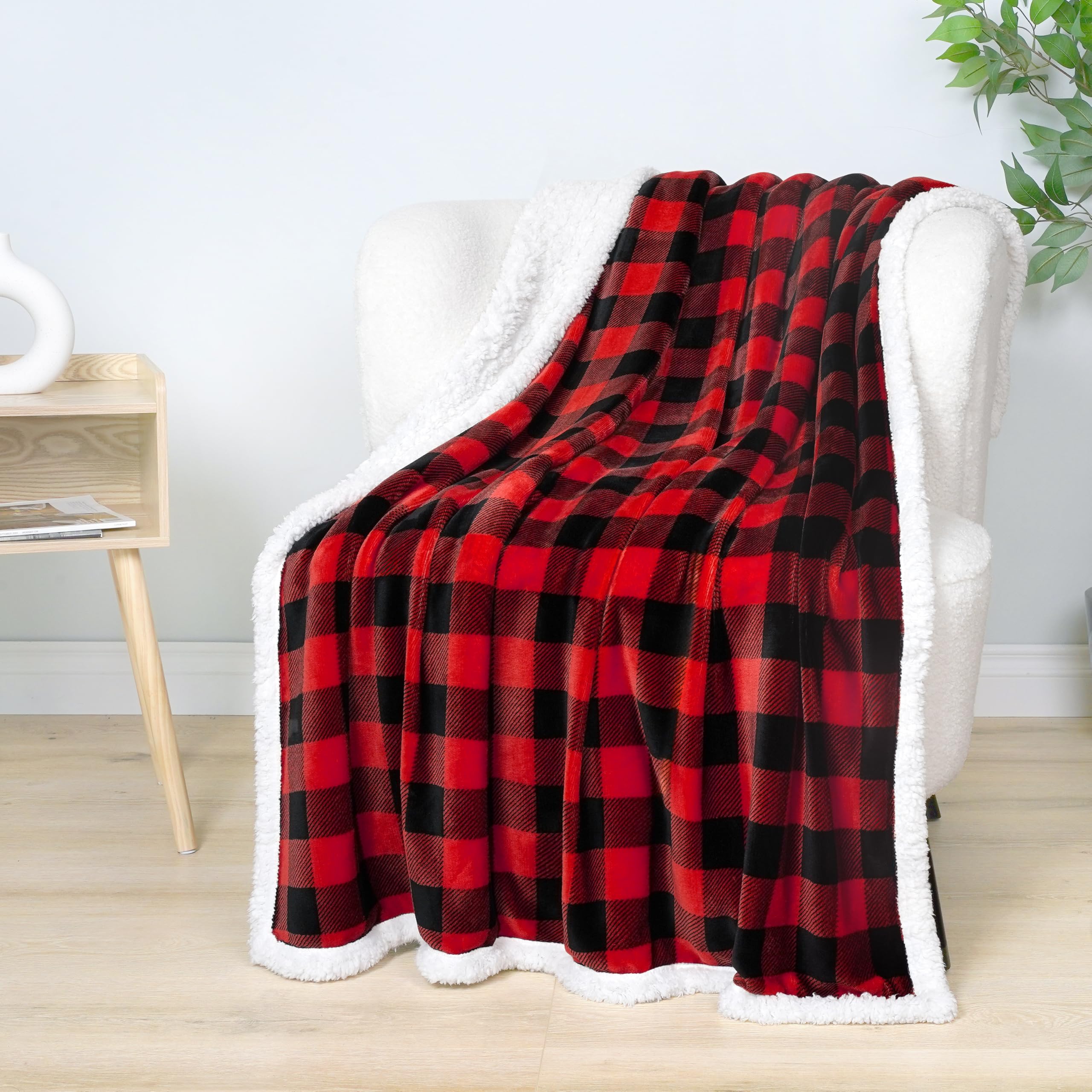 TSLBW 100 * 150cm Superweiche Weihnachtsdecke, Weihnachtsdecken und Überwürfe, Weihnachten Sherpa Fleecedecke für Couch Sofa Bett, für Bett Sofa Couch Stuhl (Rot-B