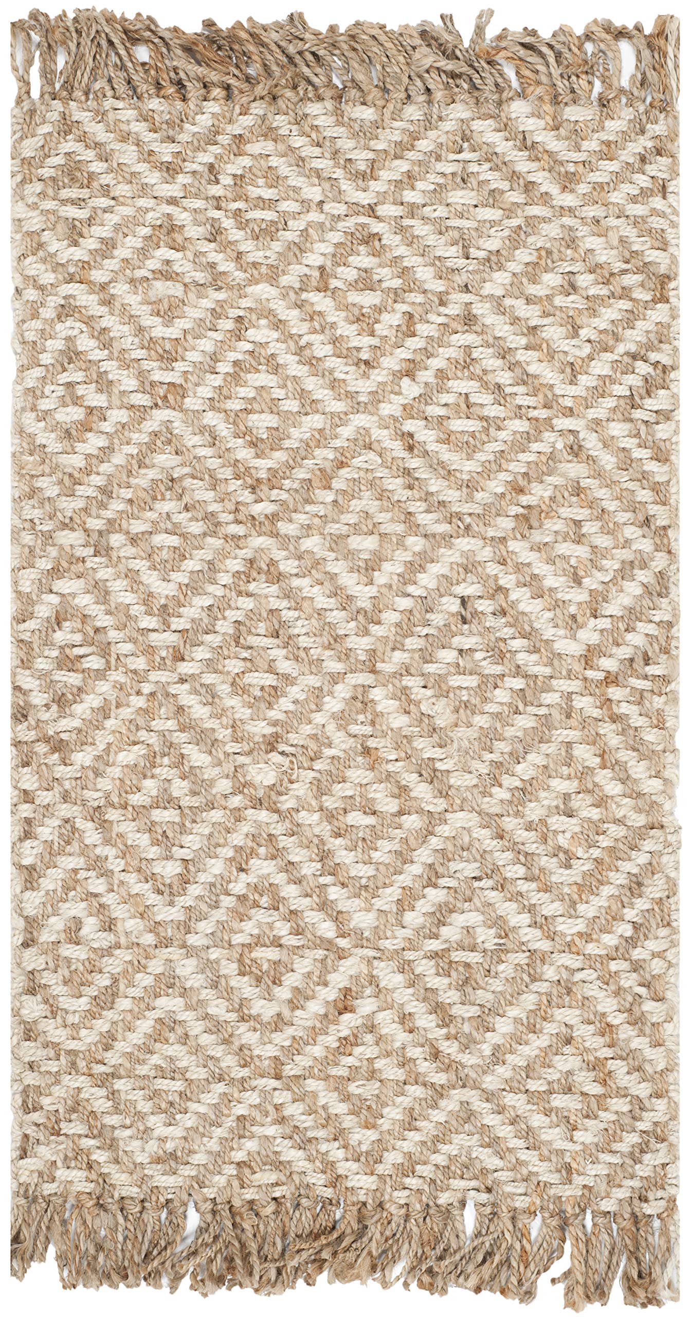 SAFAVIEH Natural Fiber Collection Accent Rug - 2'6" x 4', Natural & Ivory, Handmade Diamond Trellis Fringe Jute, Ideal for High Traffic Areas in Entryway, Living Room, Bedroom (NF450A)