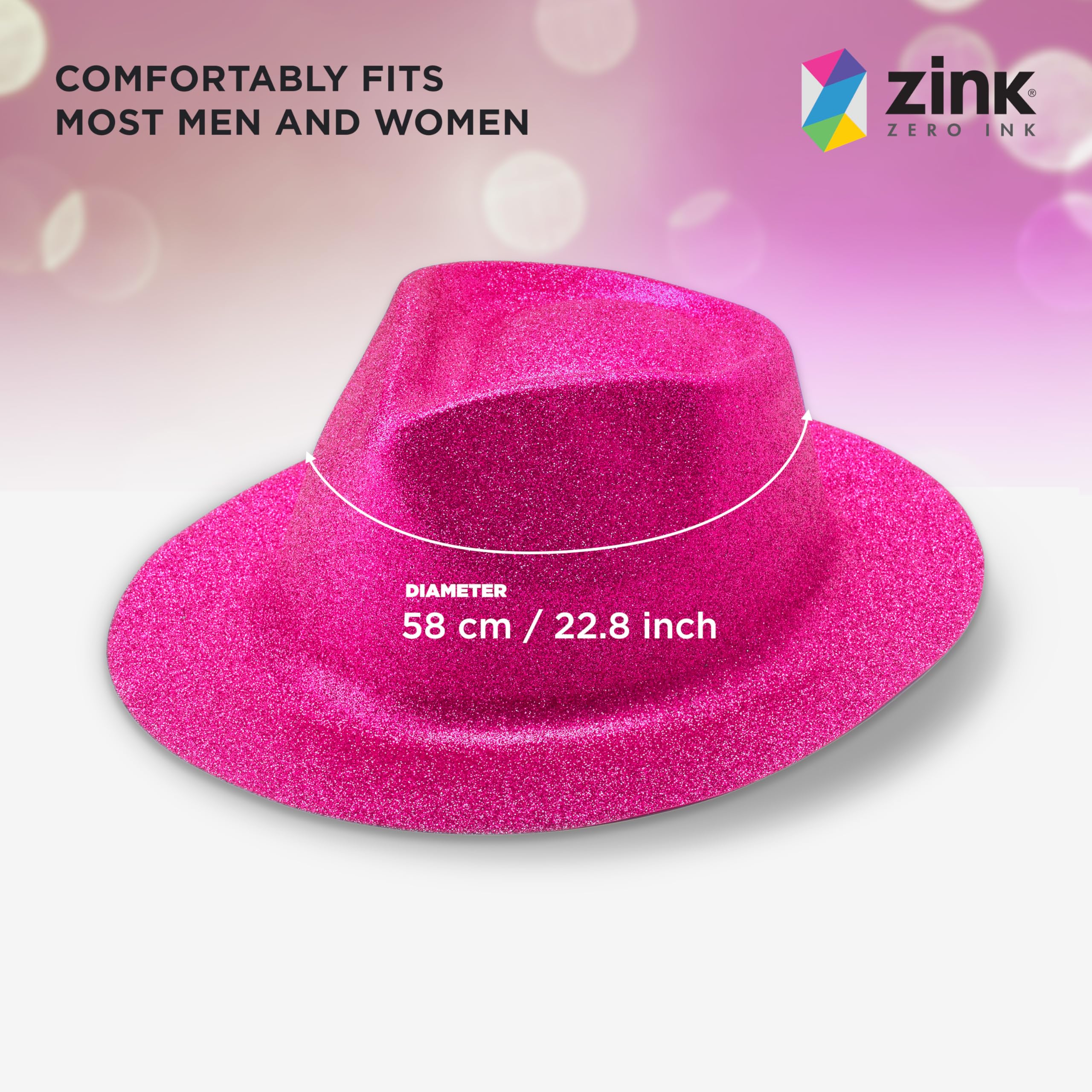 Zink Lot de 6 Fedoras Western Colorés - 6 Chapeaux Unisexes à Paillettes et Scintillants pour Photomatons, Fêtes, Costumes, Mariages, etc.