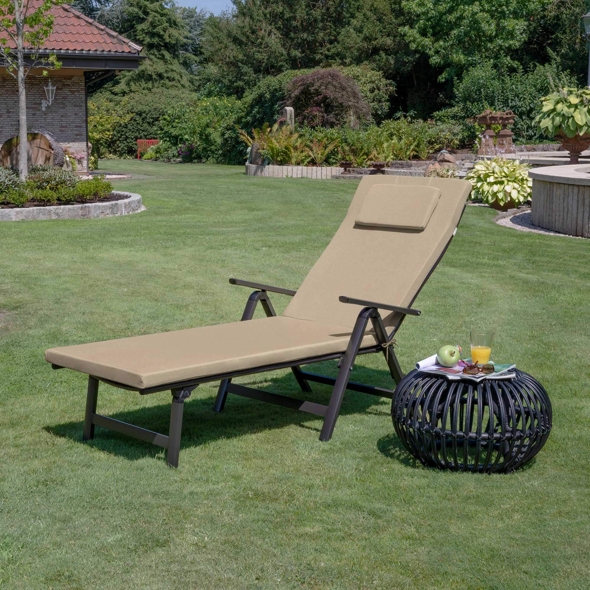 Beautissu Lot de 2 Coussin Bain de Soleil 200x60x5cm Loft RL – Résistance UV Matelas Transat Exterieur Coussin Chaise Longue avec Fermeture Éclair – Nature