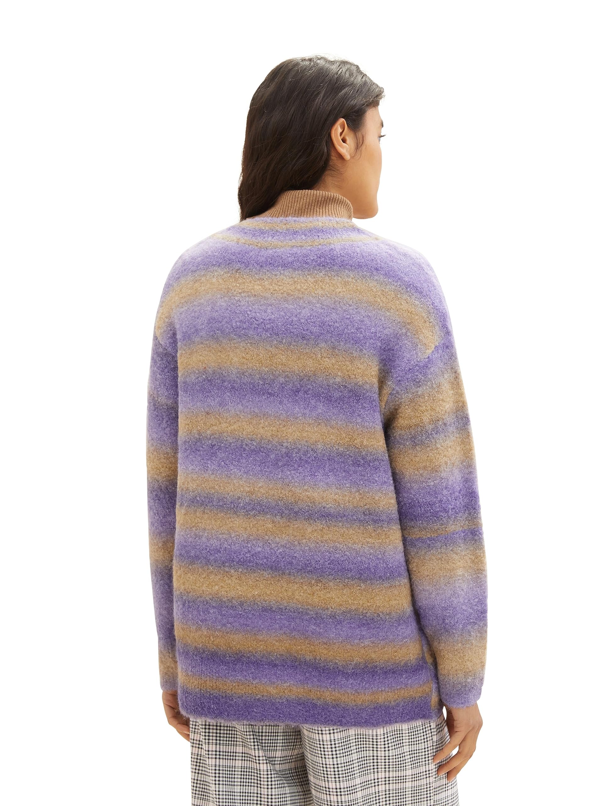 TOM TAILOR Denim Damen 1038163 Strickpullover mit Batik-Streifen (1er Pack)