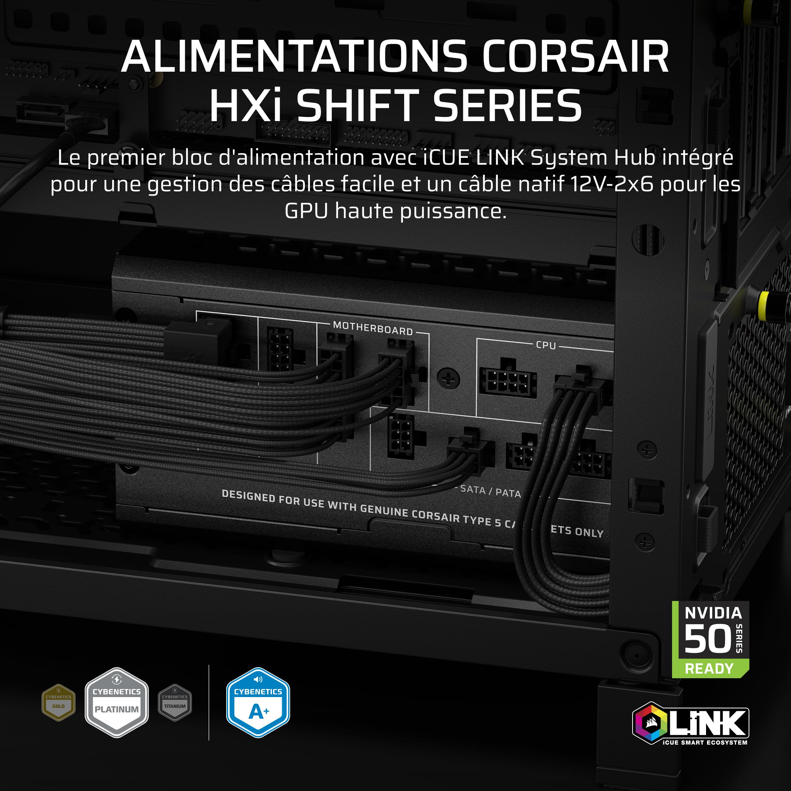 CORSAIR HX1000i Shift Alimentation Haute Performance – Noir