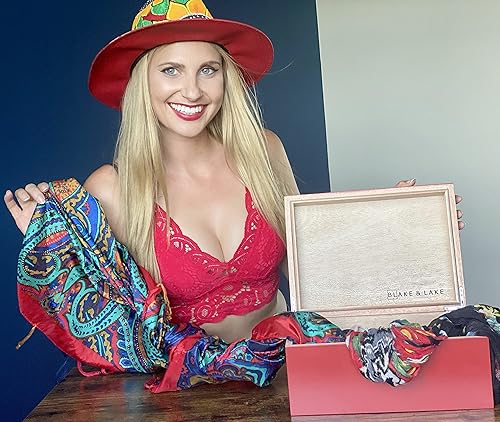 Miniatura 14 de Blake & Lake Caja grande con tapa con bisagras, caja de almacenamiento de madera con tapa, cajas decorativas de madera con tapas (roble oscuro)