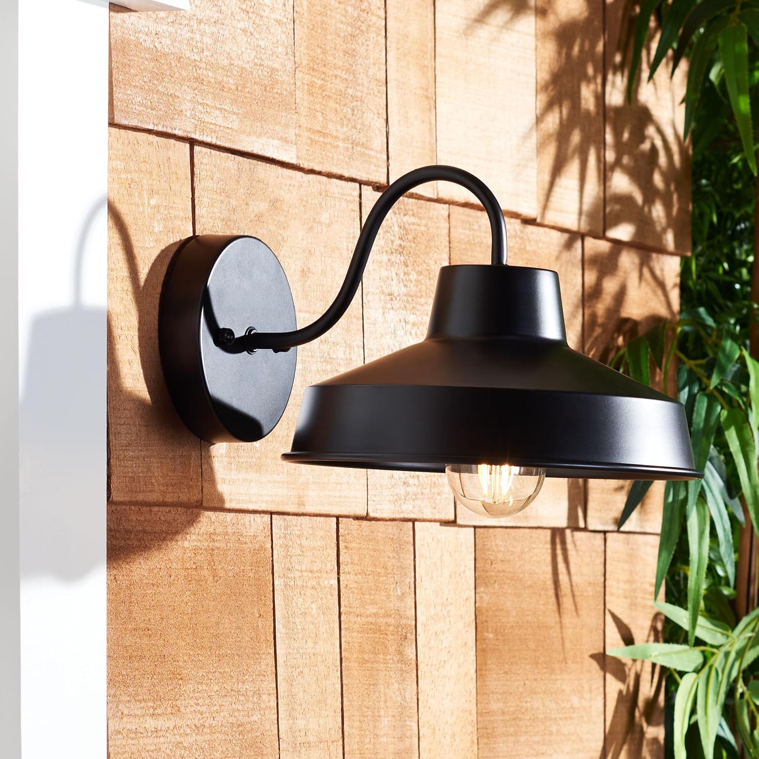 SAFAVIEH Lighting Collection Quarry Black Outdoor Sconce Set of 2 Light Fixture (LED Bulbs Included)