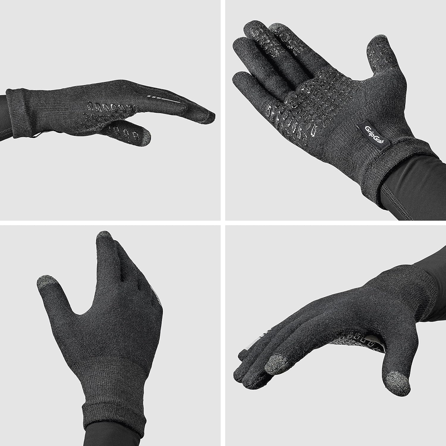 GripGrab Primavera 2 Merino Wool Spring Autumn Cycling Gloves Knitted Touchscreen Full Finger Anti Slip Bicycle Liners