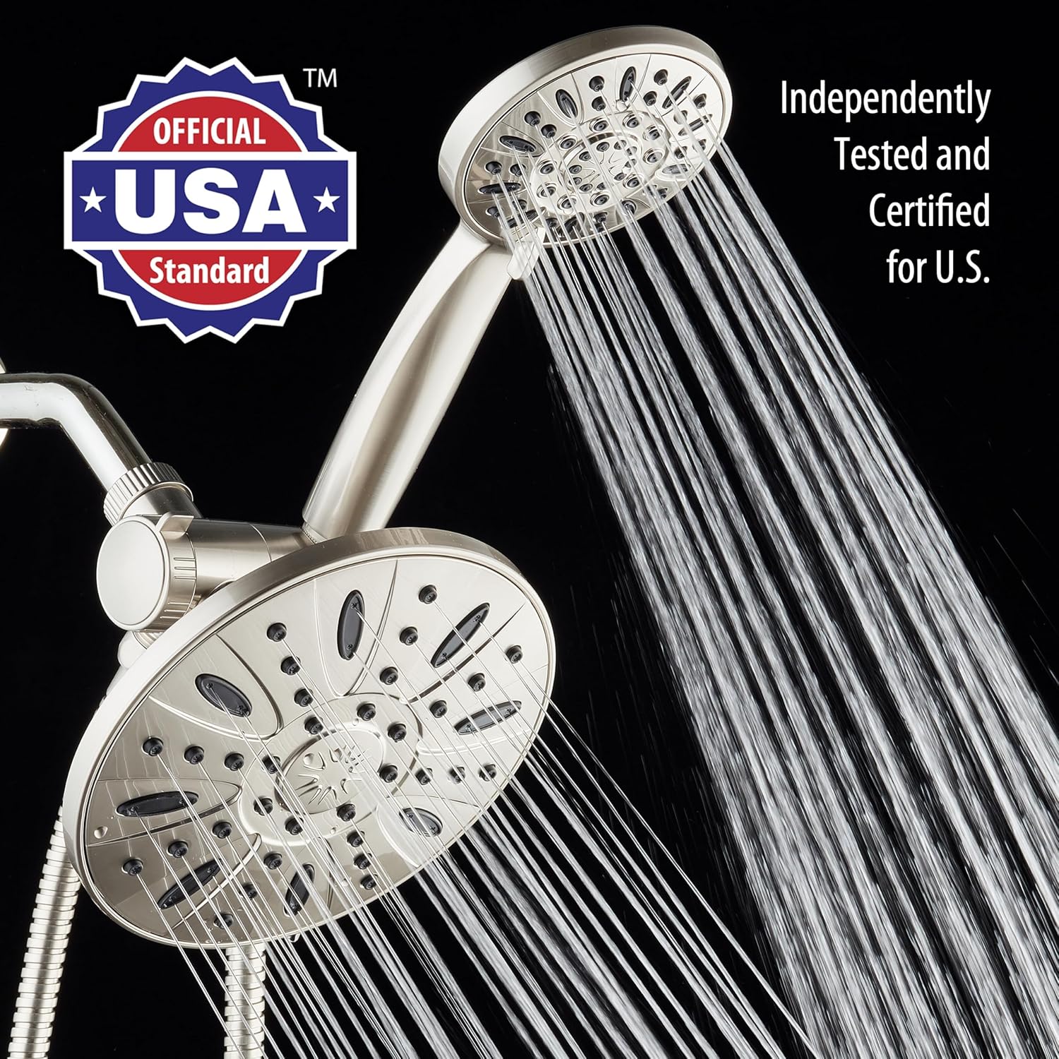 AquaDance 7" Premium High Pressure 3-Way Rainfall Combo Combines The Best of Both Worlds-Enjoy Luxurious Rain Showerhead and 6-Setting Hand Held Shower Separately or Together, Satin Nickel