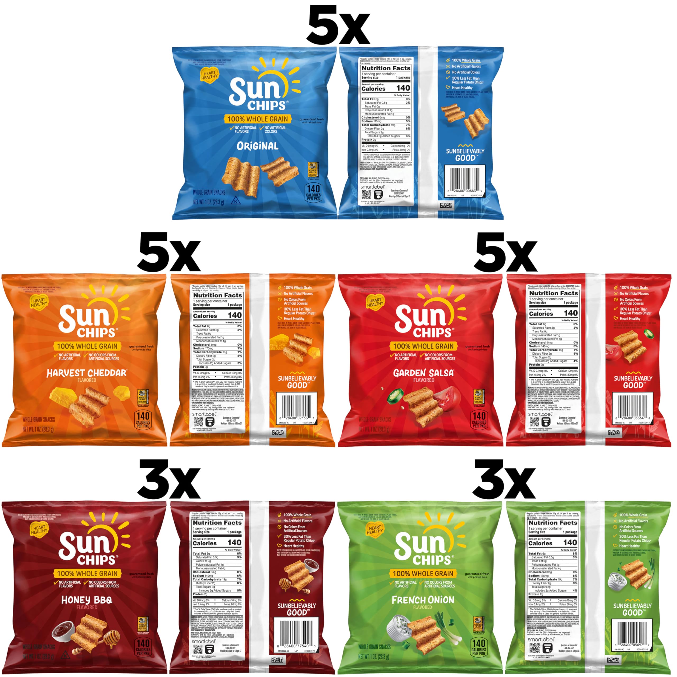 Amazon.com: SunChips 100% Whole Grain Chips, Variety Pack, 1 oz