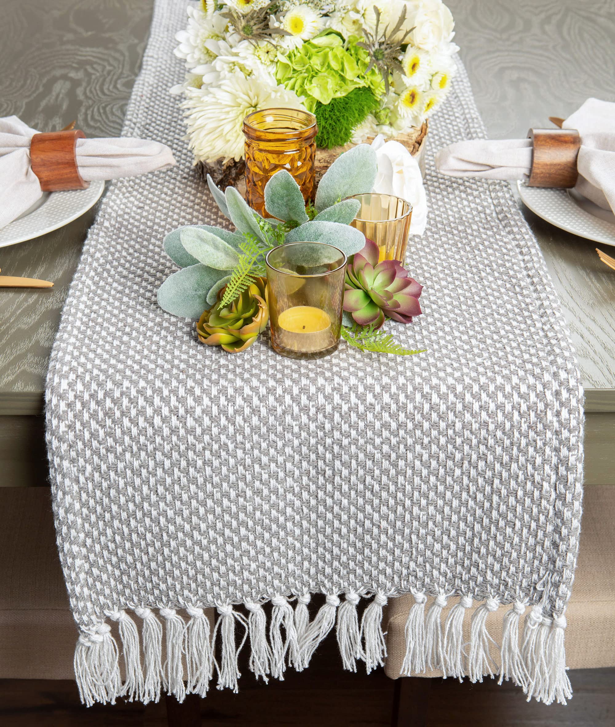 DII 100% Cotton Knit Table Runner, Grey, 15x72, 15x72" - Image 4