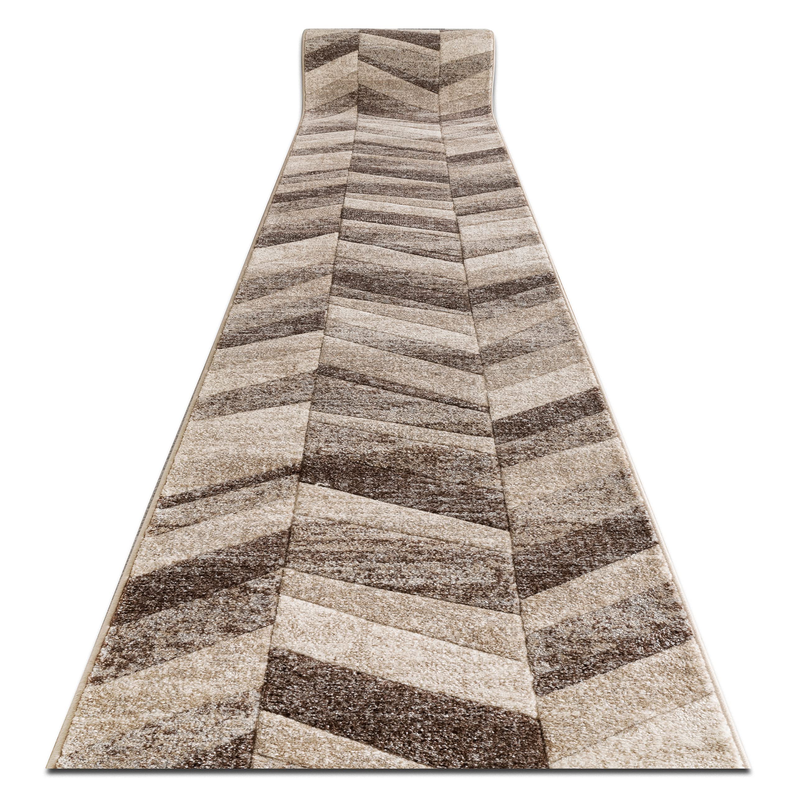 Tapis de couloir moderne 80x100 cm tapis cuisine solide beige marron chevron