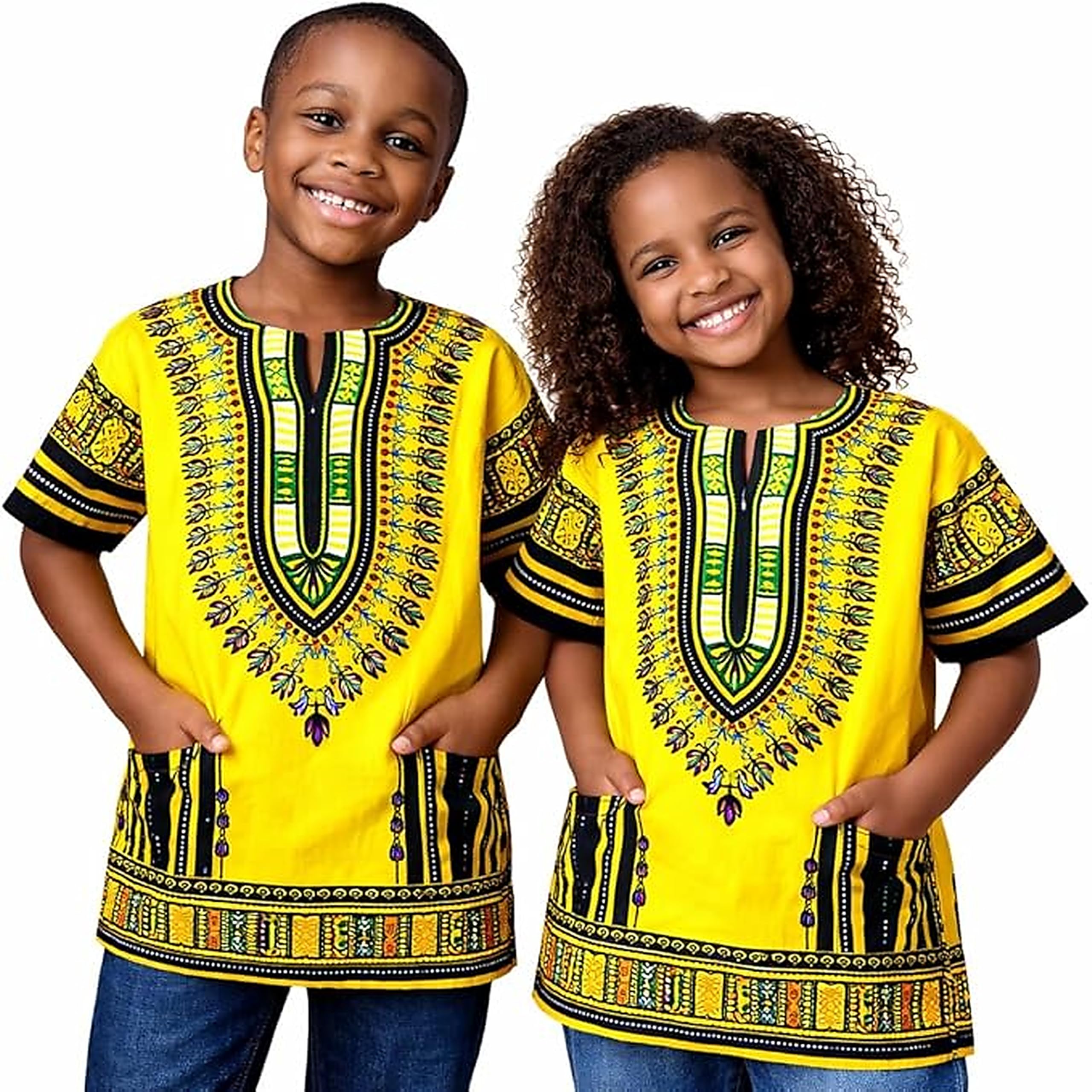Dashiki Chemise africaine pour enfants au design traditionnel, vêtements authentiques pour enfants motifs ethniques et imprimé africain garçon fille