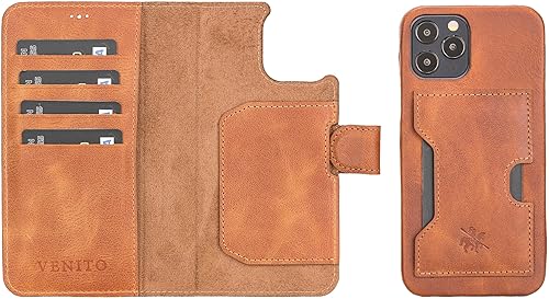 Miniatura 164 de Venito Funda tipo cartera para iPhone 15 con tarjetero y bloqueo RFID, funda de cuero para teléfono, funda desmontable de 6.1 pulgadas, Florencia
