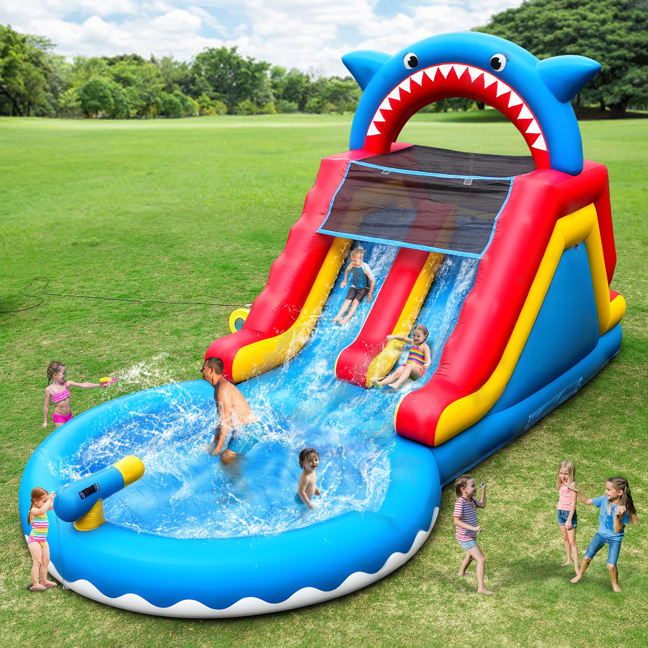 Tobogán acuático inflable de grado comercial: 22 pies (L) casa de rebote de agua para adultos y niños – Piscina grande, PVC premiu