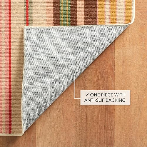 Miniatura 6 de Dash & Albert Sienna Stripe - Alfombra lavable a máquina, 2.5 x 8 pies, patrón de rayas múltiples