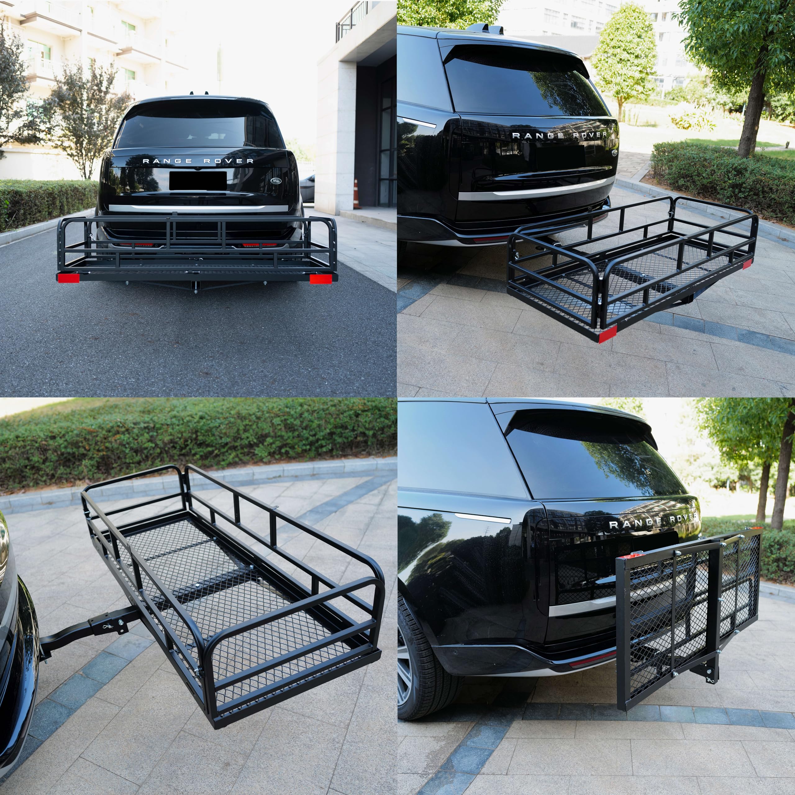 60" x 24" x 13" Hitch Cargo Carrier, 600 Lbs Heavy Duty Folding Luggage Rack for SUV & Truck, Steel Mesh Cargo Carrier Hitch Mount Fits 2" Receiver, Powder Coated Vehicle Cargo Basket