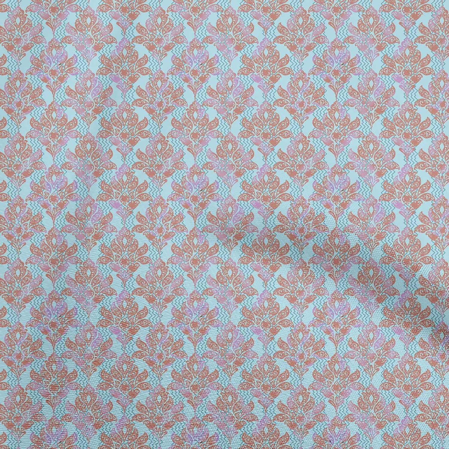 oneOone Viscose Chiffon Arctic Blue Fabric Floral Sewing Material Print Fabric by The Yard 42 Inch Wide