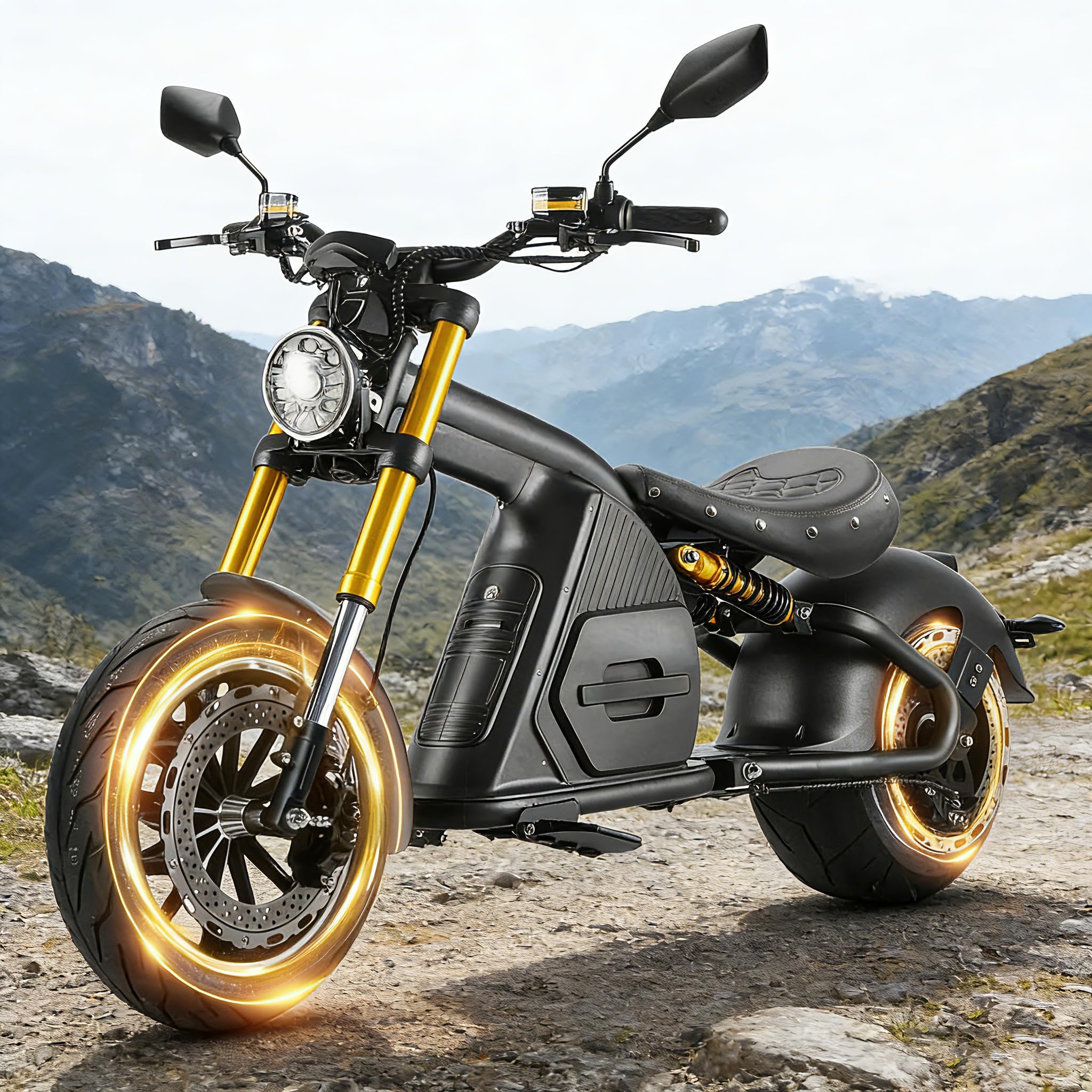 [2025 Upgraded]eAhora M8S 4000W 50MPH Electric Motorcycle for Adults,70V 35Ah Large Battery 90 Miles Long Range Street Legal Motorcycle Dual Hydraulic