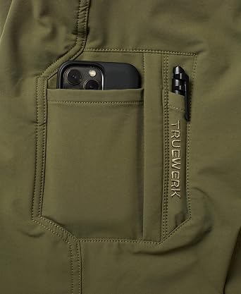 TRUEWERK Men's Work Pants - T2 WerkPant, Water Resistant, Windproof, Double-Woven Softshell, 4-Way Stretch, 9 Pockets
