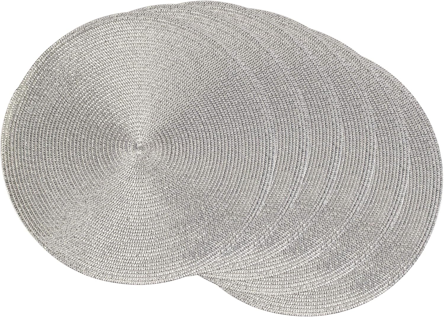 dii woven placemats collection metallic round placemat set, 15", silver, 6 piece