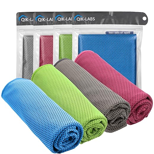 QIK Cooling Towels for Neck and Face, Neck Cooling Towel for Hot Weather Cooling Towels for Athletes Neck Cooling Towel Cool Towels for Neck Cooling Rags for Neck Cold Towel Cooling Rags 4Pack 40"x12"