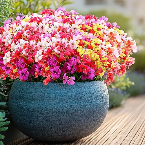 24 piezas de flores artificiales para decoración al aire libre, resistentes a los rayos UV, flores de imitación de otoño, plantas a granel,